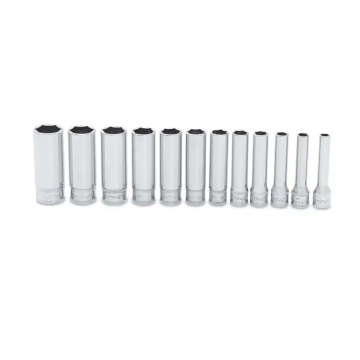 Snap-on 12 件組 1/4" 六角公制 Flank Drive® 深套筒套件（5–15 mm）