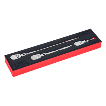 Snap-on 3件式 兩分 1/4" Dual 80® Technology 專利80齒 PRO-FI™ 棘輪扳手 活動頭 工具組 (紅色)