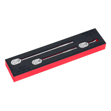 Snap-on 3件式 兩分 1/4" Dual 80® Technology 專利80齒 PRO-FI™ 棘輪扳手 工具組 (紅色)