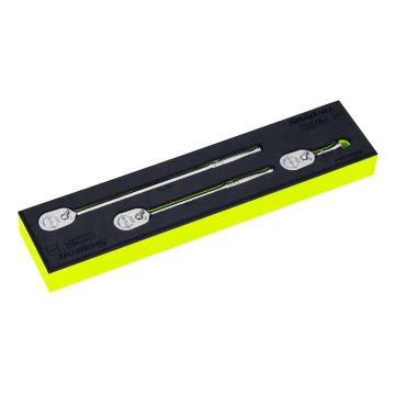 Snap-on 3件式 兩分 1/4" Dual 80® Technology 專利80齒 PRO-FI™ 棘輪扳手 工具組 (螢光黃)
