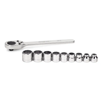 Snap-on 10件式 3/8" 12角 SAE Flank Drive® 薄型棘輪扳手/套筒組