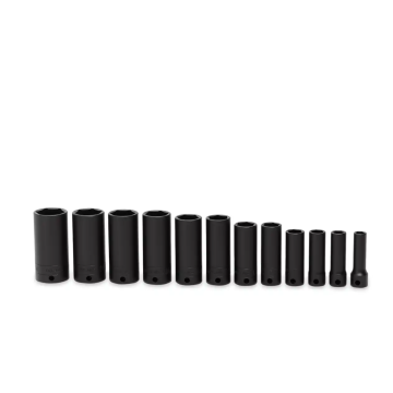 Snap-on 12件式 3/8" 6角 SAE Flank Drive® 衝擊長套筒組 (5/16-1")