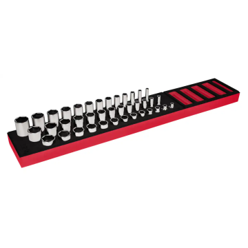 Snap-on 39件式 3/8" 6角 SAE Flank Drive® 套筒組 附PRO-FI™ 收納海綿 (1/4–1") (紅)