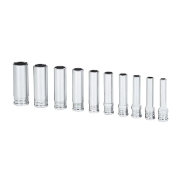 Snap-on 10件式 1/4" 6角 SAE Flank Drive® Xtra 長套筒組 (3/16–9/16")