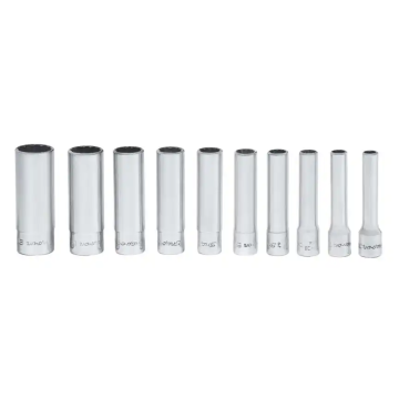 Snap-on 10件式 1/4" 12角 SAE Flank Drive® 長套筒組 (3/16–9/16")