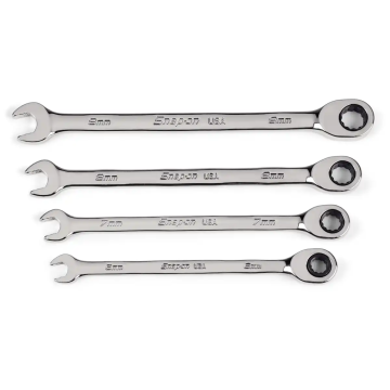 Snap-on 4件式 12角 Flank Drive® Plus 梅開棘輪扳手套組 (6-9mm)