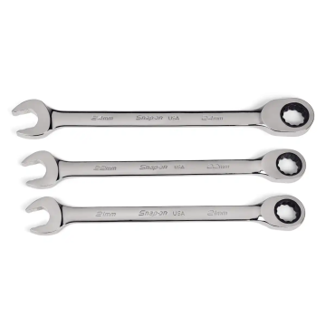 Snap-on 3件式 Flank Drive® Plus 梅開棘輪扳手套組 (21, 22, 24 mm)