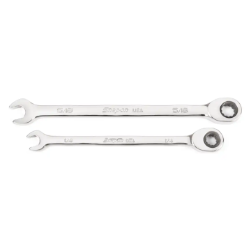 Snap-on 2件式 12角 SAE Flank Drive® Plus 梅開棘輪扳手套組(1/4" 和 5/16")