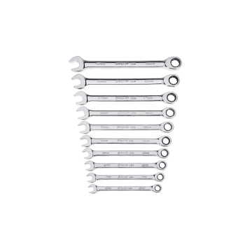 Snap-on 10件式 Flank Drive® 梅開棘輪扳手套組 (10–19 mm)