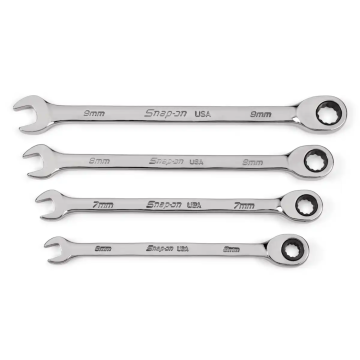 Snap-on 4件式 12角 Flank Drive® 梅開棘輪扳手套組