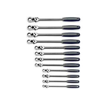 Blue-Point® 12件式 12角 搖頭棘輪扳手套組 (8-19 mm)