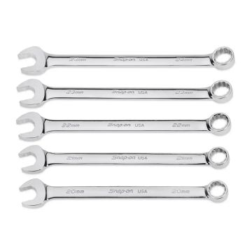 Snap-on 5 件式 12角 Flank Drive® Plus 梅開扳手套組 (20–24 mm)