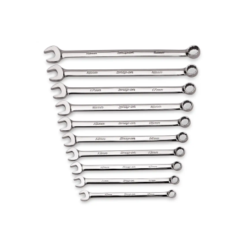 Snap-on 10件式 12角 Flank Drive® 加長組合扳手套組 (10–19 mm)