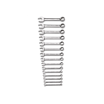 Snap-on 15件式 12角 SAE Flank Drive® 組合短扳手套組 (1/4–1")