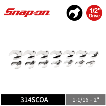 Snap-on 14件式 1/2" Drive 英制 鴨掌扳手組 (爪型扳手組)  (1-1/16–1-1/2" 和 1-5/8–2")