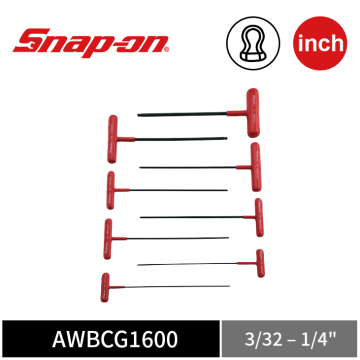 Snap-on 8件式 英制 T型 球頭六角扳手組 (3/32–1/4")