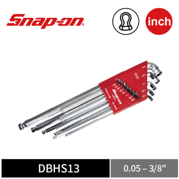 Snap-on 13件式 英制 L型 雙球頭六角扳手組 (0.05–3/8")