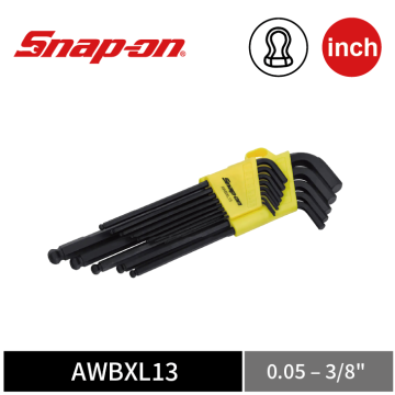 Snap-on 13件式 英制 L型 特長 球頭六角扳手組 (0.05–3/8")