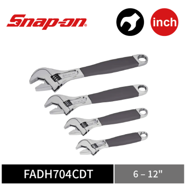 Snap-on 4件式 英制 Flank Drive® Plus 活動扳手組 (6–12") (鈦灰)