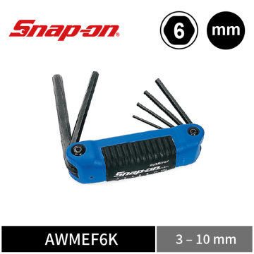 Snap-on 6件式 公制 折疊式六角扳手組 (3–6、8、10 mm)