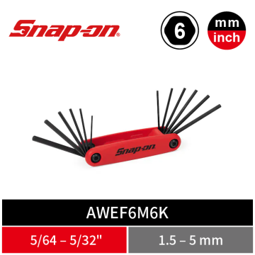 Snap-on 12件式 公/英制 折疊式六角扳手組