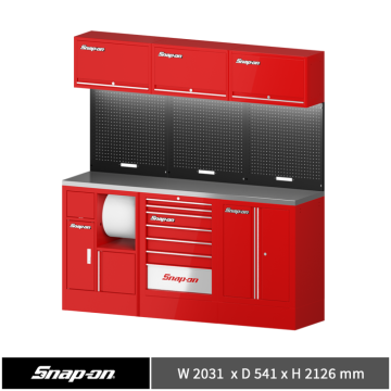 Snap-on 78" 工具系統櫃 (資源回收+七抽+雙開門) (紅)