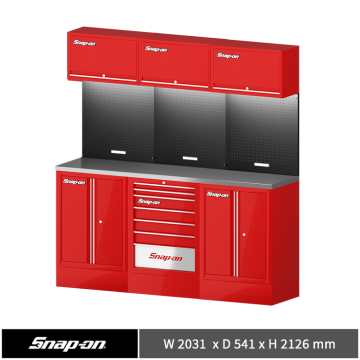 Snap-on 78" 工具系統櫃 (雙開門+七抽+雙開門) (紅)