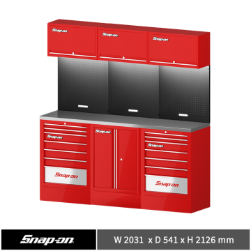Snap-on 78" 工具系統櫃 (七抽+雙開門+七抽) (紅)