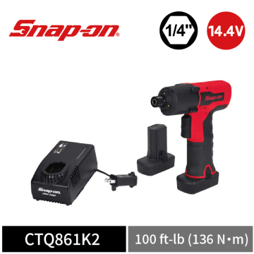 Snap-on 14.4V 1/4" Hex MicroLithium 快拆式無線衝擊起子工具套組｜雙電池+充電座 (紅)