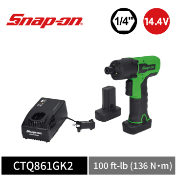 Snap-on 14.4V 1/4" Hex MicroLithium 快拆式無線衝擊起子工具套組｜雙電池+充電座 (綠)