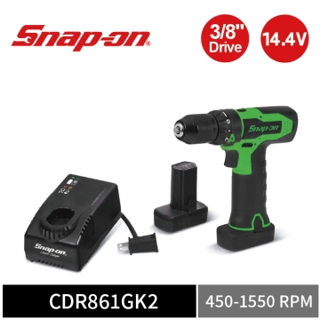 Snap-on 14.4V 3/8" Drive MicroLithium 無線電鑽工具套組｜雙電池+充電座 (綠)