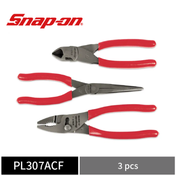 Snap-on 3件式 鉗子組 (含斜口鉗、尖嘴鉗、鯉魚鉗) (紅)
