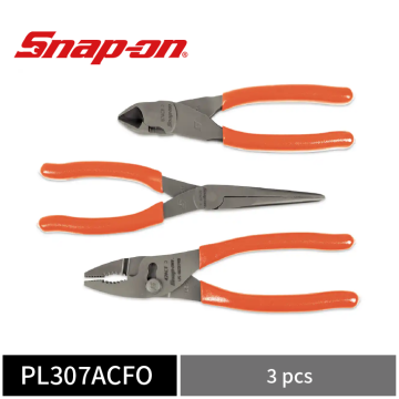 Snap-on 3件式 鉗子組 (含斜口鉗、尖嘴鉗、鯉魚鉗) (橘)