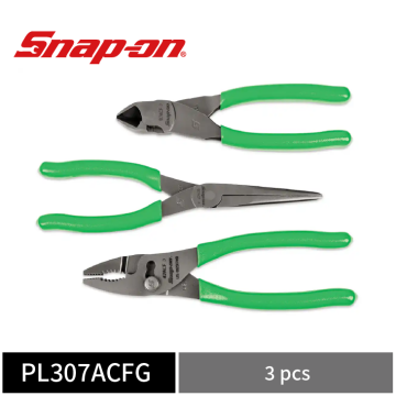 Snap-on 3件式 鉗子組 (含斜口鉗、尖嘴鉗、鯉魚鉗) (綠)
