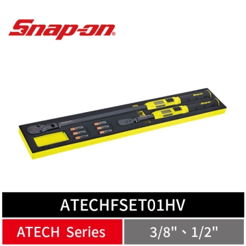Snap-on 2件式 3/8", 1/2" Drive TechAngle® 活動式電子扭力扳手組 附 PRO-FI™ 收納泡棉 (螢光黃)