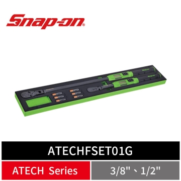 Snap-on 2件式 3/8", 1/2" Drive TechAngle® 活動式電子扭力扳手組 附 PRO-FI™ 收納泡棉 (綠)