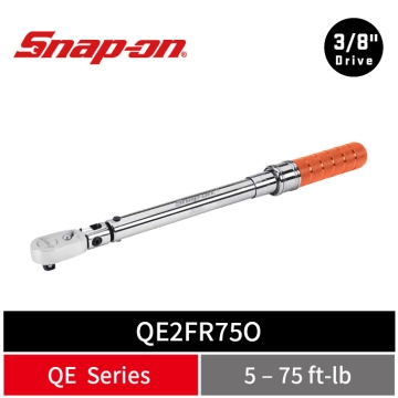 Snap-on 3/8" Drive 三分 活動式機械扭力扳手 (5–75 ft-lb) (橘)