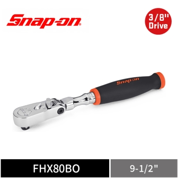 Snap-on 3/8" Drive Dual 80® Technology 軟握把標準柄 可鎖定式活動頭 可逆棘輪扳手 (橘)