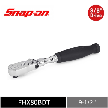 Snap-on 3/8" Drive Dual 80® Technology 軟握把標準柄 可鎖定式活動頭 可逆棘輪扳手 (鈦灰)
