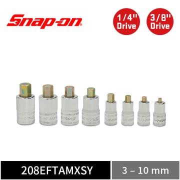 Snap-on 8件式 1/4" 、3/8" drive 公制 六角BIT極短套筒組 (3–10 mm)