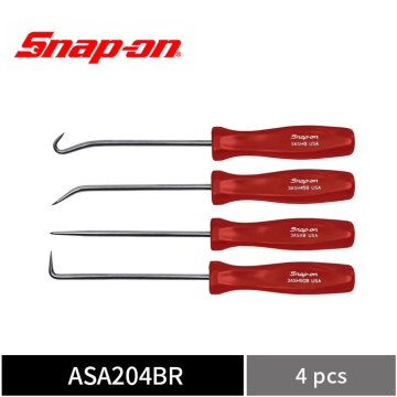 Snap-on 4件式 經典醋酸纖維握柄 微型油封拆卸工具組 (紅) 油封鉤