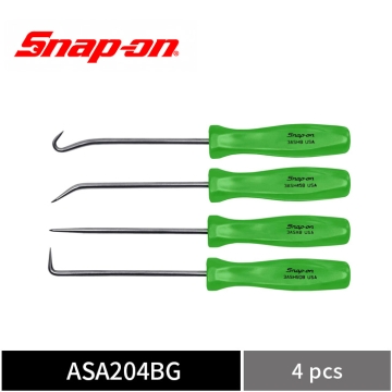 Snap-on 4件式 經典醋酸纖維握柄 微型油封拆卸工具組 (綠) 油封鉤