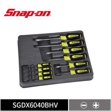 Snap-on 10件式 Instinct® 軟握柄一字 / 十字螺絲起子組 (螢光黃)