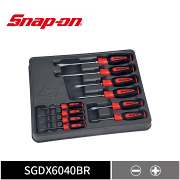 Snap-on 10件式 Instinct® 軟握柄一字 / 十字螺絲起子組 (紅)