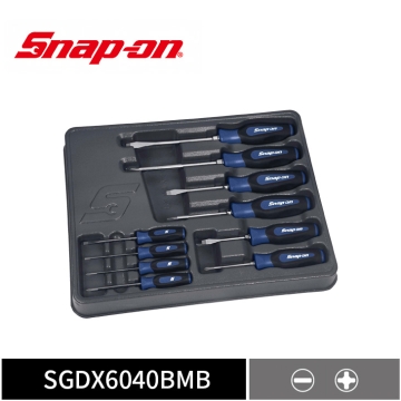 Snap-on 10件式 Instinct® 軟握柄一字 / 十字螺絲起子組 (能量藍)