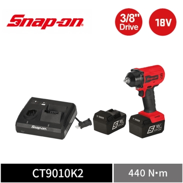 Snap-on 18V 3/8" 三分 440Nm 大扭力無刷衝擊扳手｜雙電池+充電座 (紅)