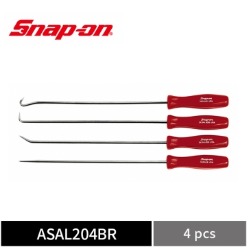 Snap-on 4件式 醋酸纖維握柄 長型油封拆卸工具組 (紅) 油封鉤