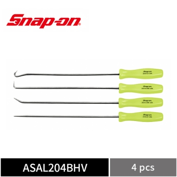 Snap-on 4件式 醋酸纖維握柄 長型油封拆卸工具組 (螢光黃) 油封鉤