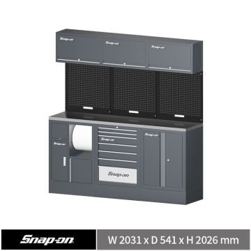 Snap-on 78" 工具系統櫃 (資源回收+七抽+雙開門) (深灰+黑+深灰)
