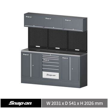 Snap-on 78" 工具系統櫃 (雙開門+七抽+雙開門) (深灰+黑+深灰)